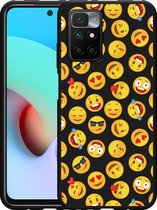 Xiaomi Redmi 10 2022 Hoesje Zwart Emoji - Designed by Cazy