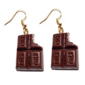 Fako Bijoux® - Boucles d'oreilles d'oreilles - Cubes de Chocolat - Candy - Plastique - Marron