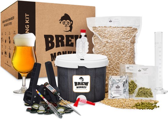 Brew Monkey Compleet Tripel - Bierbrouwpakket - Zelf Bier Brouwen Bierpakket - Startpakket - Gadgets Mannen - Cadeau - Cadeau voor Mannen en Vrouwen - Cadeau voor man - Kerstcadeau - Kerstpakket