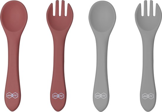 Bébé | 2 cuillères et 2 fourchettes | Couverts pour enfants | Couverts Bébé | Sans BPA | Ensemble bébé | Rose