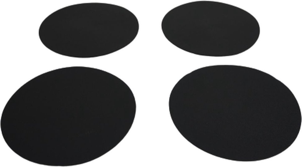 luxe onderzetter STARK - Zwart - Kunstleder - Rond - ø 10 cm - Set van 4