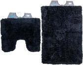 Wicotex-Badmat set met Toiletmat-WC mat-met uitsparing Pure zwart-Antislip onderkant