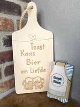 Creaties van Hier - serveerplankje - toast met schort bier - 35 cm - hout