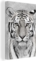 Toile - Animaux - Tigre - Nature - Zwart - Wit - Photo sur toile - 40x60 cm - Toile - Déco Maison