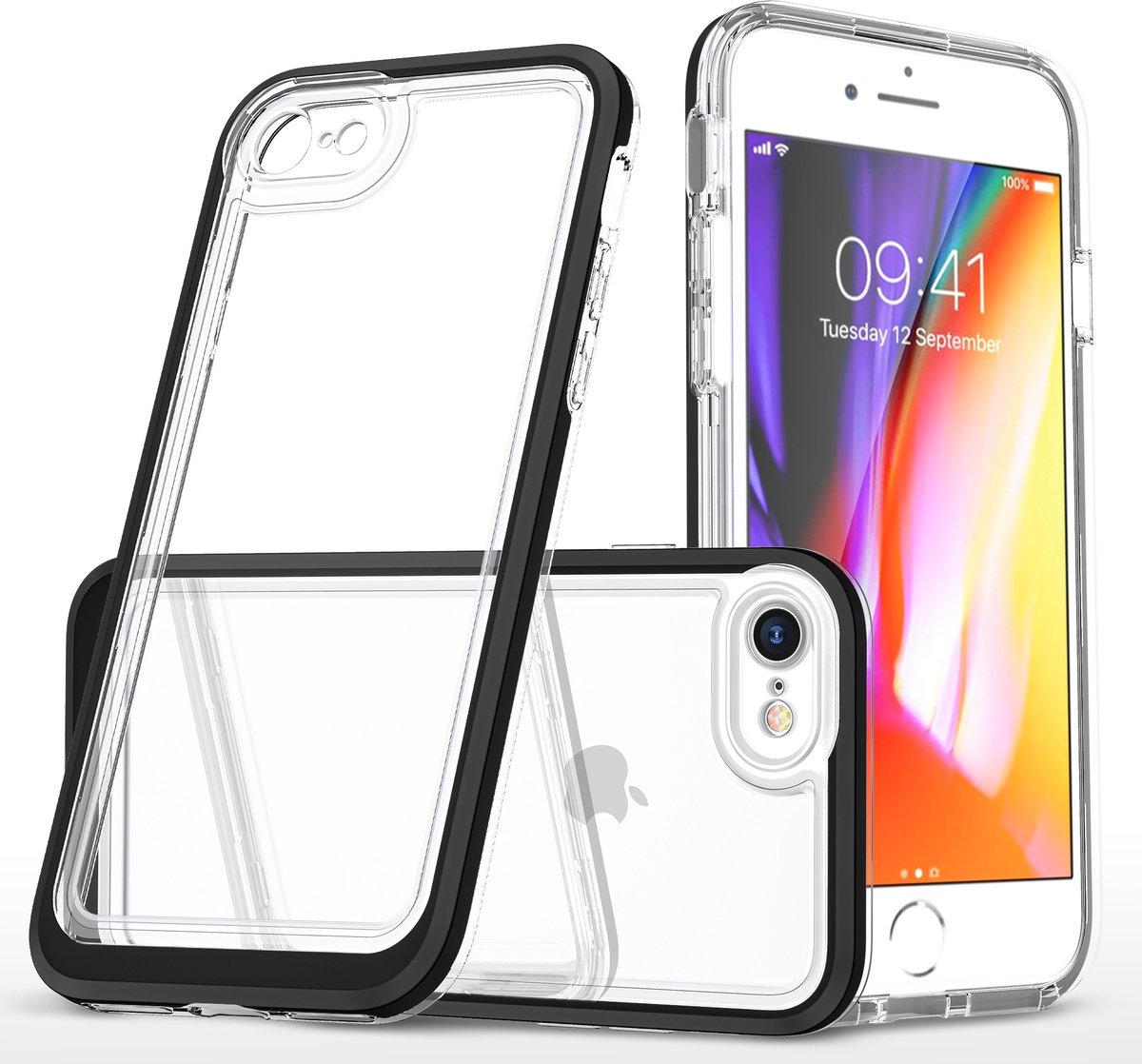 Bumper case Hoesje Geschikt voor iPhone SE 2022 Hoesje Shockproof – Zwart / Transparant