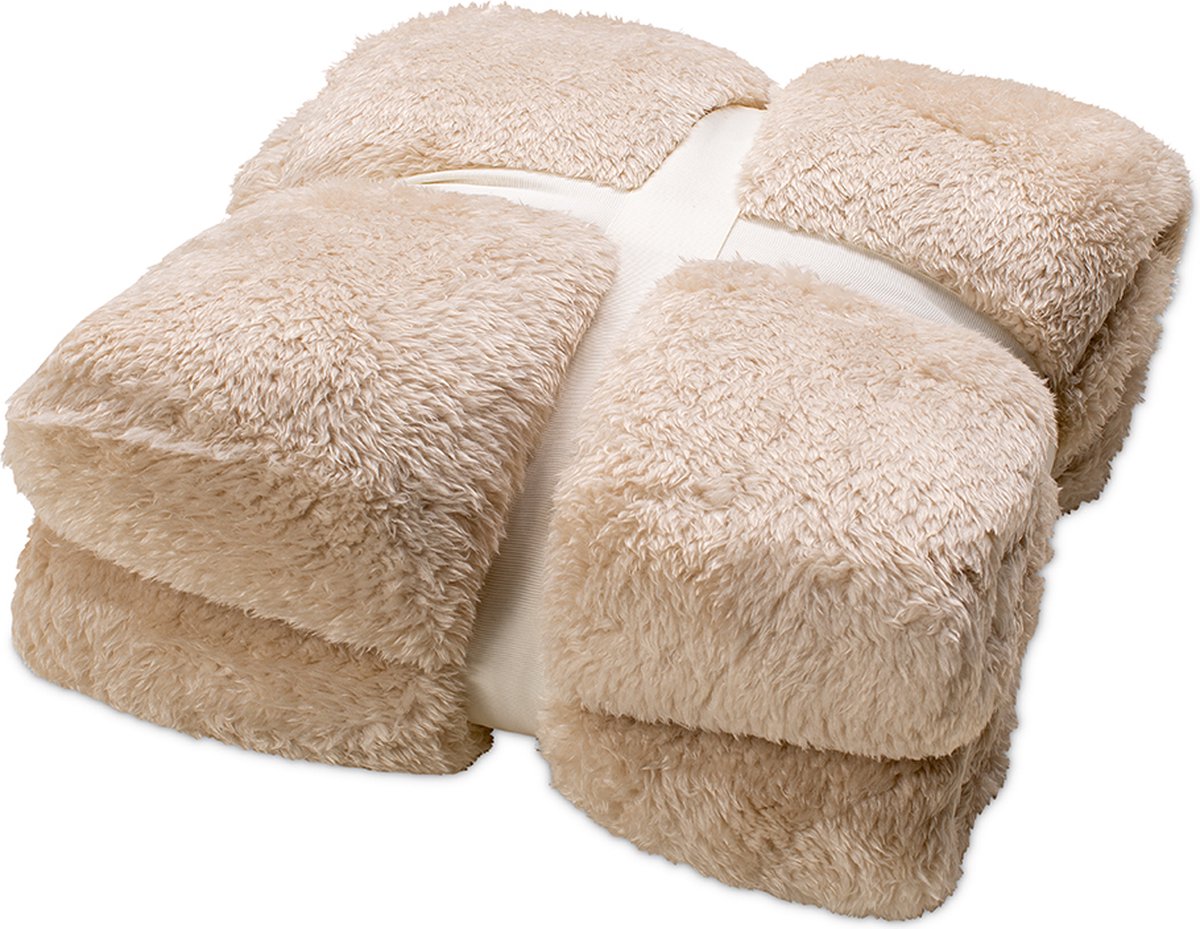 WicotexPlaiddekenfleece plaid Fluff offwhite 150x200cmZacht en warme Fleece deken.