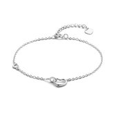 YO&NO Armband hartjes - Dames - 16 + 3 cm - Sieraden Vrouw - Gerhodineerd - Zilver 925