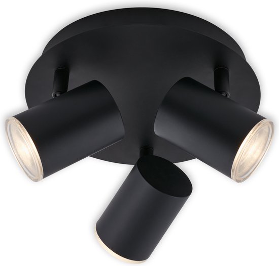 BRILONER LEUCHTEN BANYO badkamerlamp, 5 W, IP44, zwart, metaal-kunststof, incl., 3x GU10, Ø 11,2 cm