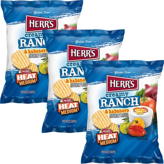 Herr's Creamy Ranch & Habanero Ripple 3x170 gram Amerikaans Chips