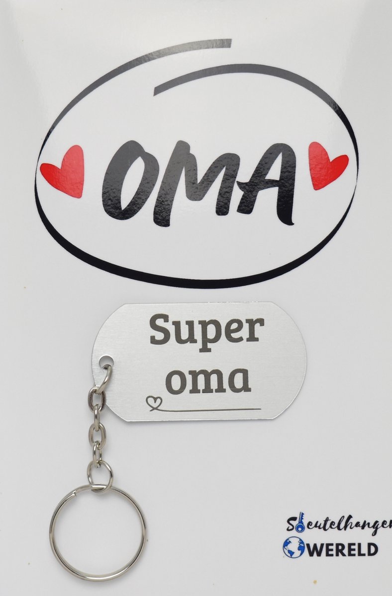 Super oma Sleutelhanger inclusief kaart - oma cadeau - oma - Leuk kado voor je oma om te geven - 2.9 x 5.4CM