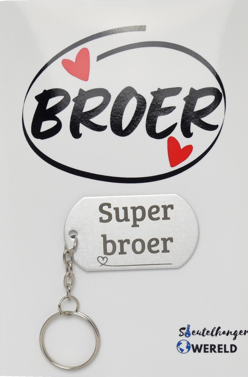 Super broer Sleutelhanger inclusief kaart - broer cadeau - cadeaupakket - verjaardag - Leuk kado voor je broer om te geven - 2.9 x 5.4CM