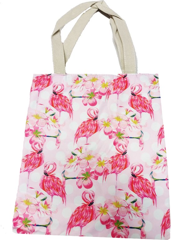 Damestas Flamingo Roze - Shopper met ritssluiting - Schoudertas - Handtas - Zomer Strandtas