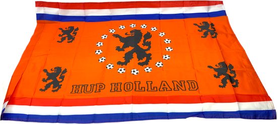 Hup Holland vlag oranje 100x70 cm - WK 2022 voetbal Nederlands Elftal