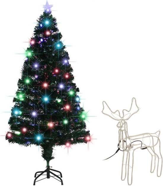 Sapin De Noël Artificiel 150 Cm Avec Guirlandes LED - 550 Branches - Montage Rapide - Ignifuge