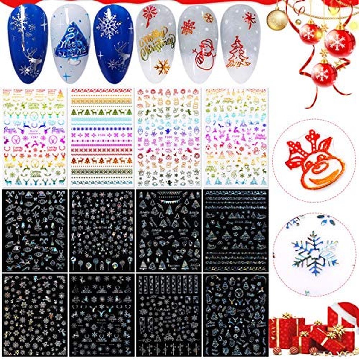 Goedkoopste GUAPÀ® Nagelstickers | Nagel Stickers Kerst | Nail Art 3D Stickers | Nagelstickers Kinderen | Nail Art Stempel | Nagelstickers Kerst | 8 Nail Art Kerst stickervellen