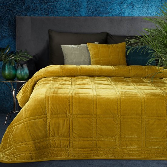 Couvre-lit de luxe Oneiro KRISTIN Type 2 ocre - 220x240 cm - couvre-lit 2 personnes - beige - literie - chambre - couvre-lits - couvertures - salon - couchage