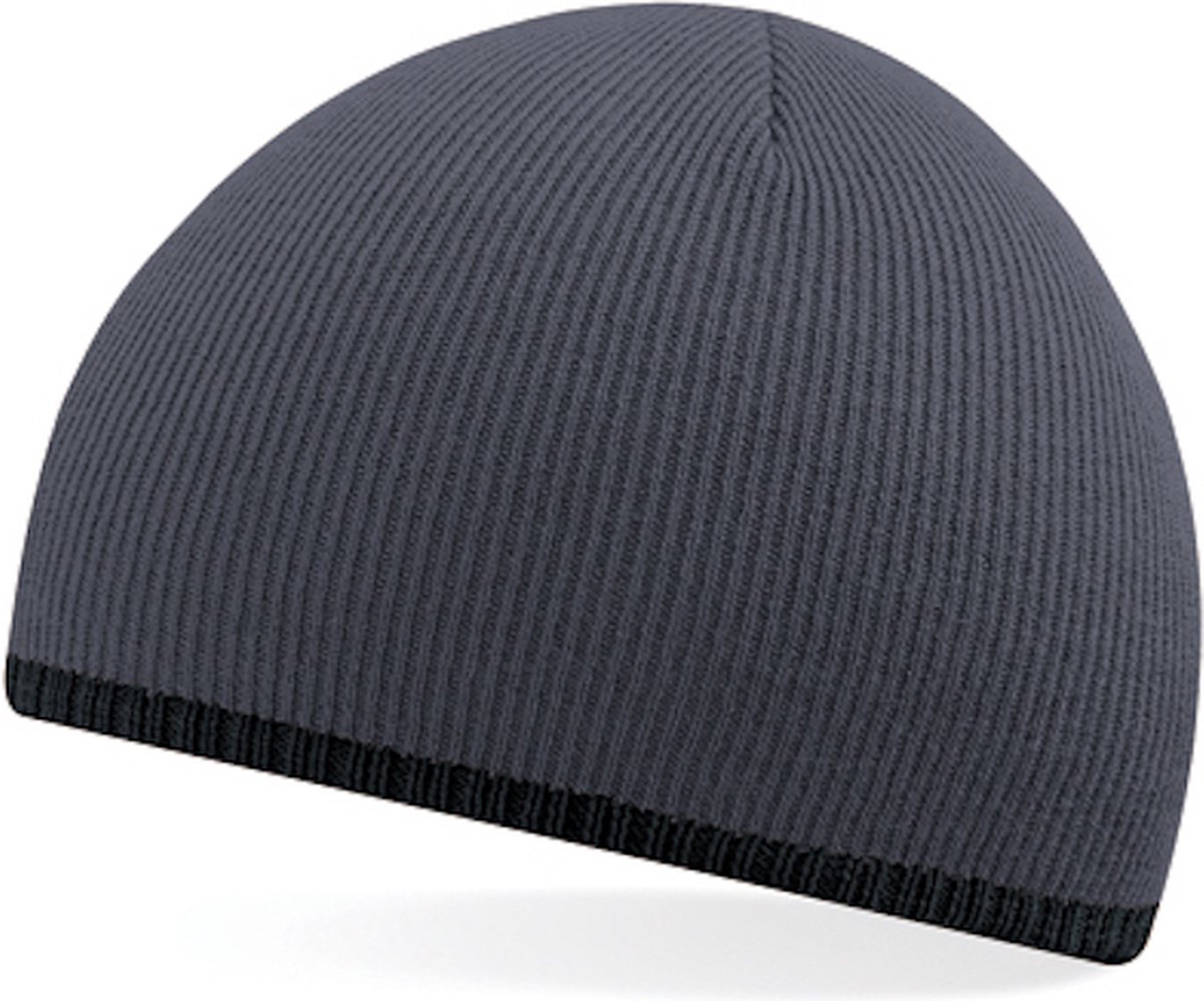 Beechfield 'Two-Tone Pull-On Beanie' Grijs/Zwart