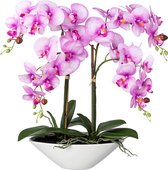 Kopu® Kunstbloem Orchidee 53 cm Roze met Schaal Ovaal - Phalenopsis