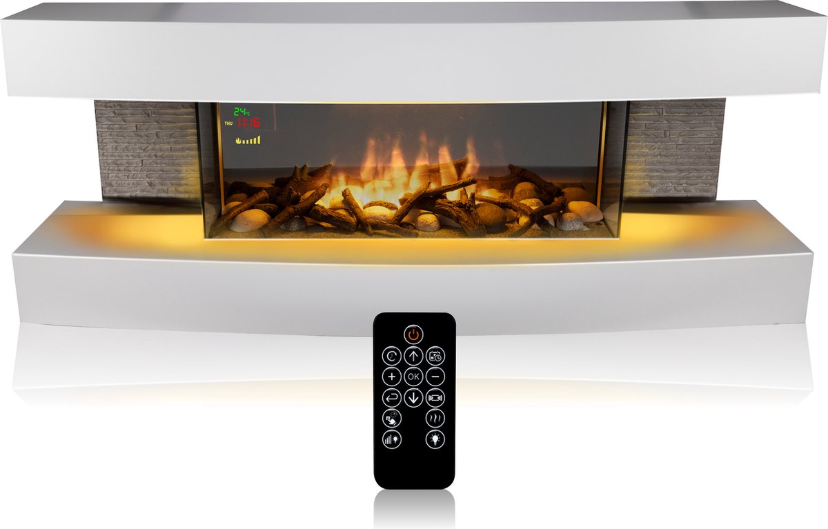 Cheminée électrique Effet flamme 2000W Thermostat réglable 3 LED Chauffage  d'appoint CLASSIC FIRE