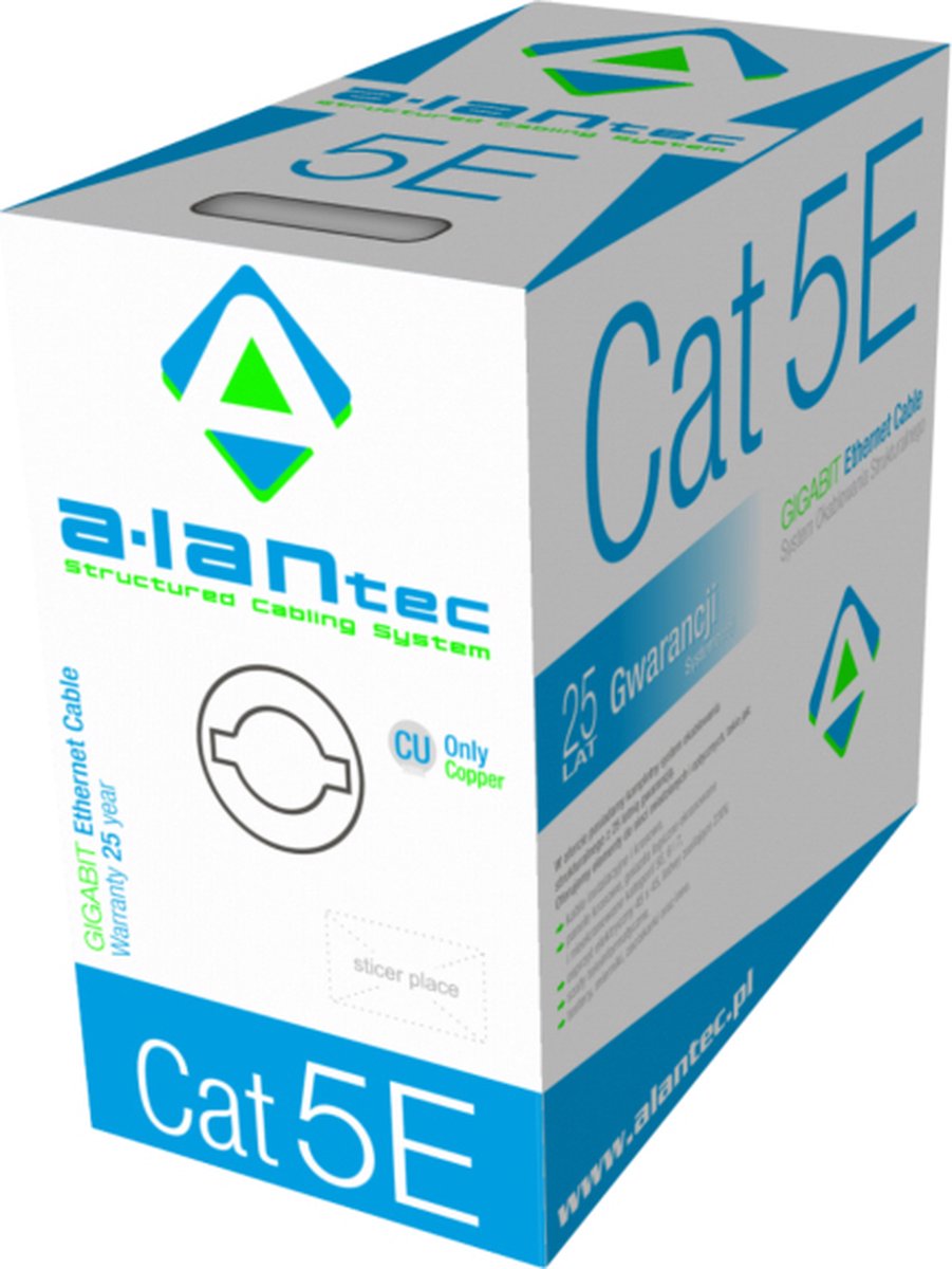 A-LAN KIU5PVC305 netwerkkabel 305 m Cat5e U/UTP (UTP) Grijs
