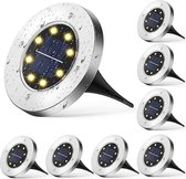 Solar Led Zonne-Energie 8 Stuks - RVS - Grondspot - Buitenlamp - Tuinverlichting - LED verlichting - Tuinspot