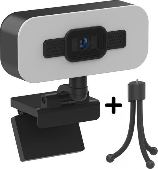 Rolio Webcam voor PC - 4K - Ultra HD - 8MP - Inclusief Tripod en Microfoon - Ringlamp - Universeel