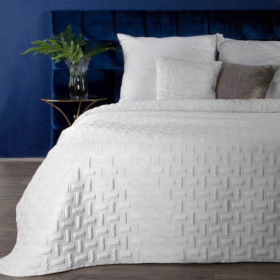 Oneiro’s luxe RIA Type 3 Beddensprei Wit - 220x240 cm – bedsprei 2 persoons - beige – beddengoed – slaapkamer – spreien – dekens – wonen – slapen