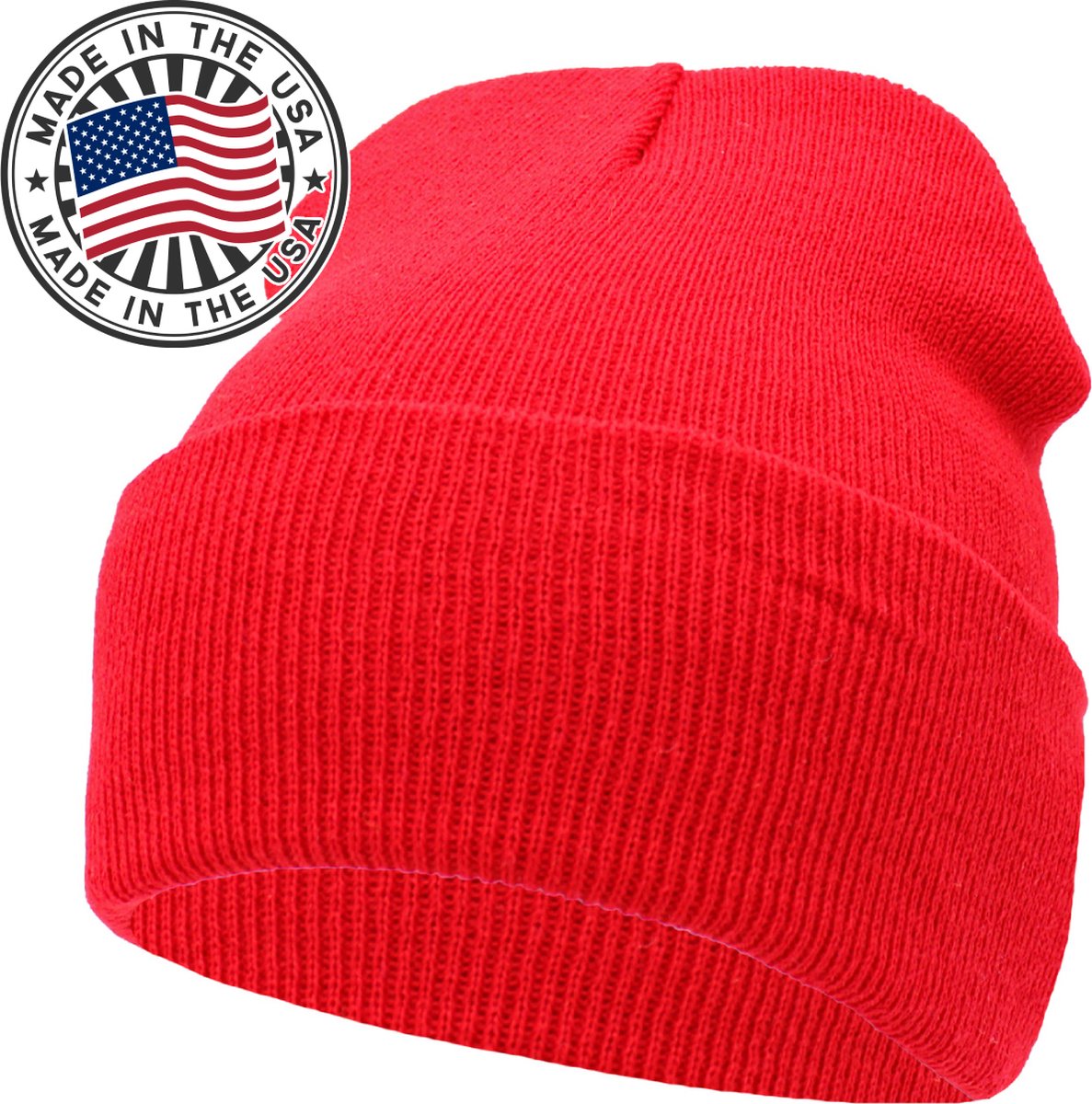KB-ETHOS® Winter Muts SKL-RED Solid Long Beanie XL-Lang Acryl Rood