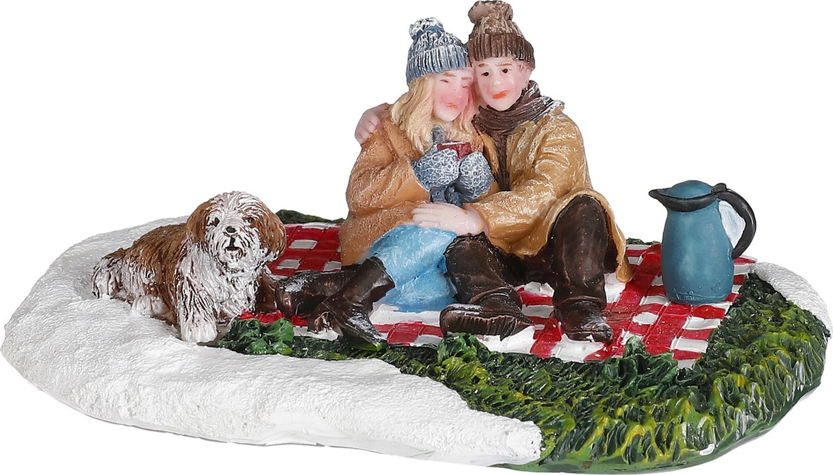 Kersthuisje Luville Coffee Break in kerstdorp-setting, afmetingen l11xb6,5xh4cm - realistische details in winterse sfeer.