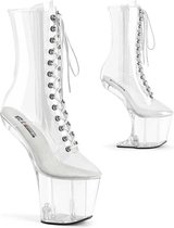 Pleaser - CRAZE-1040C Plateau Laarzen, Paaldans schoenen - US 9 - 39 Shoes - Transparant