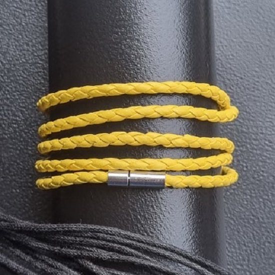 Bracelet wrap cuir PU couleur jaune