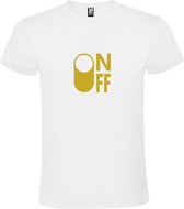 T-shirt Wit avec image "On/Off Button ON" Goud Taille XS