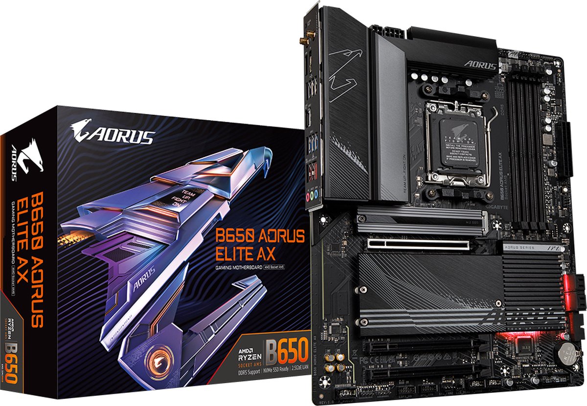 Gigabyte B650 Aorus Elite AX - Moederbord - ATX - Socket AM5 - AMD B650 - DDR5 - Realtek Audio - Realtek 2.5G LAN