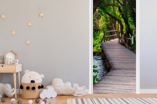 Sticker de porte Forêt - Nature - Pont - 95 x 235 cm - Affiche de porte