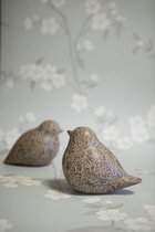 Decoratief figuur - Set van 2 gekerfde vogels - handgekerfd