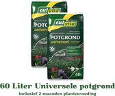 Culvita Universele Potgrond 60 l inclusief 2 maanden plantenvoeding - Universele potgrond voor kamerplanten en buitenplanten - potgrond universeel 60 liter