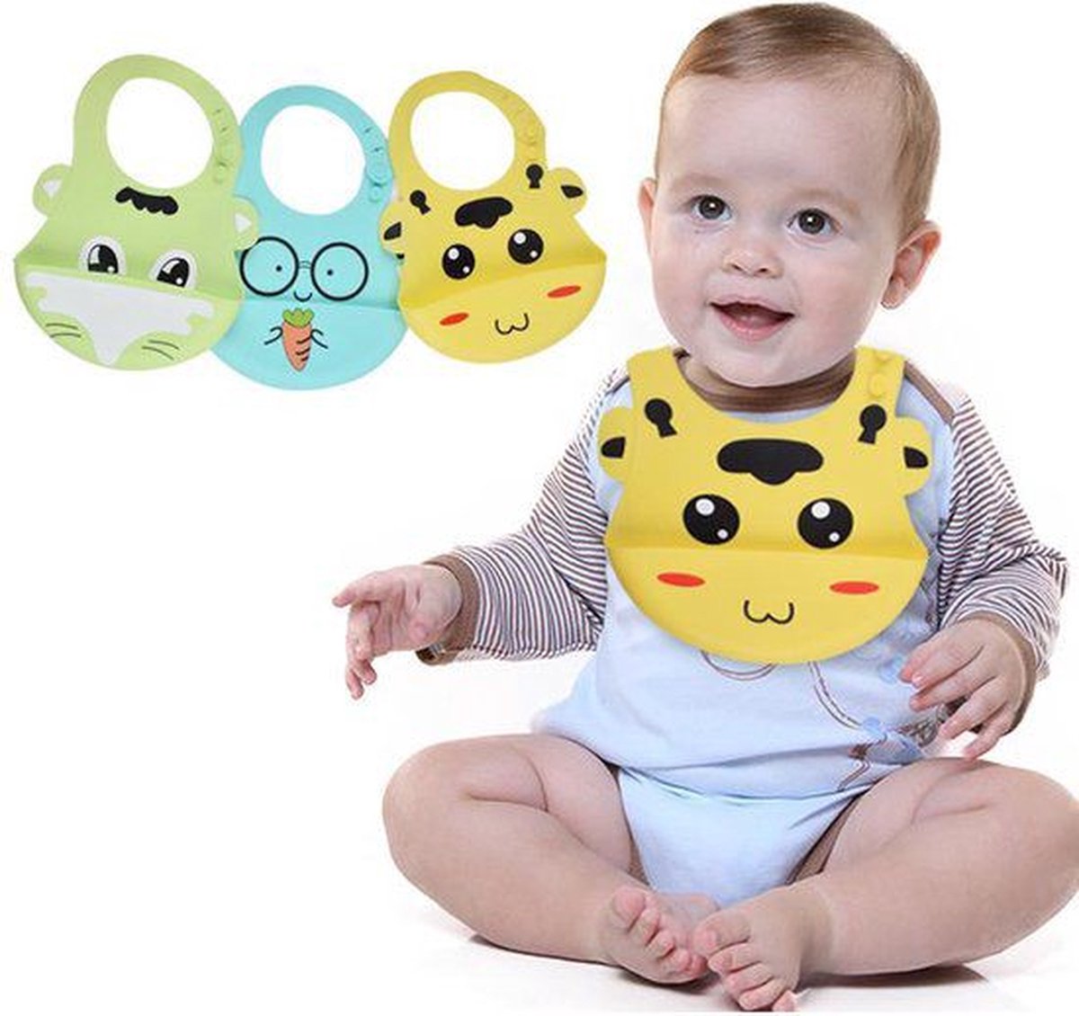 Goedkoopste Siliconen Slabbetje Met Opvangbakje - Waterdichte Babyslabbetjes - Konijntje