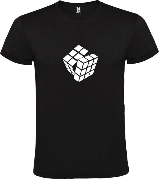 Zwart T-Shirt met “ Rubik's Kubus “ afbeelding Wit Size XXXXL