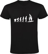Windsurf Evolutie Heren T-shirt | Windsurfen | watersport | Zwart
