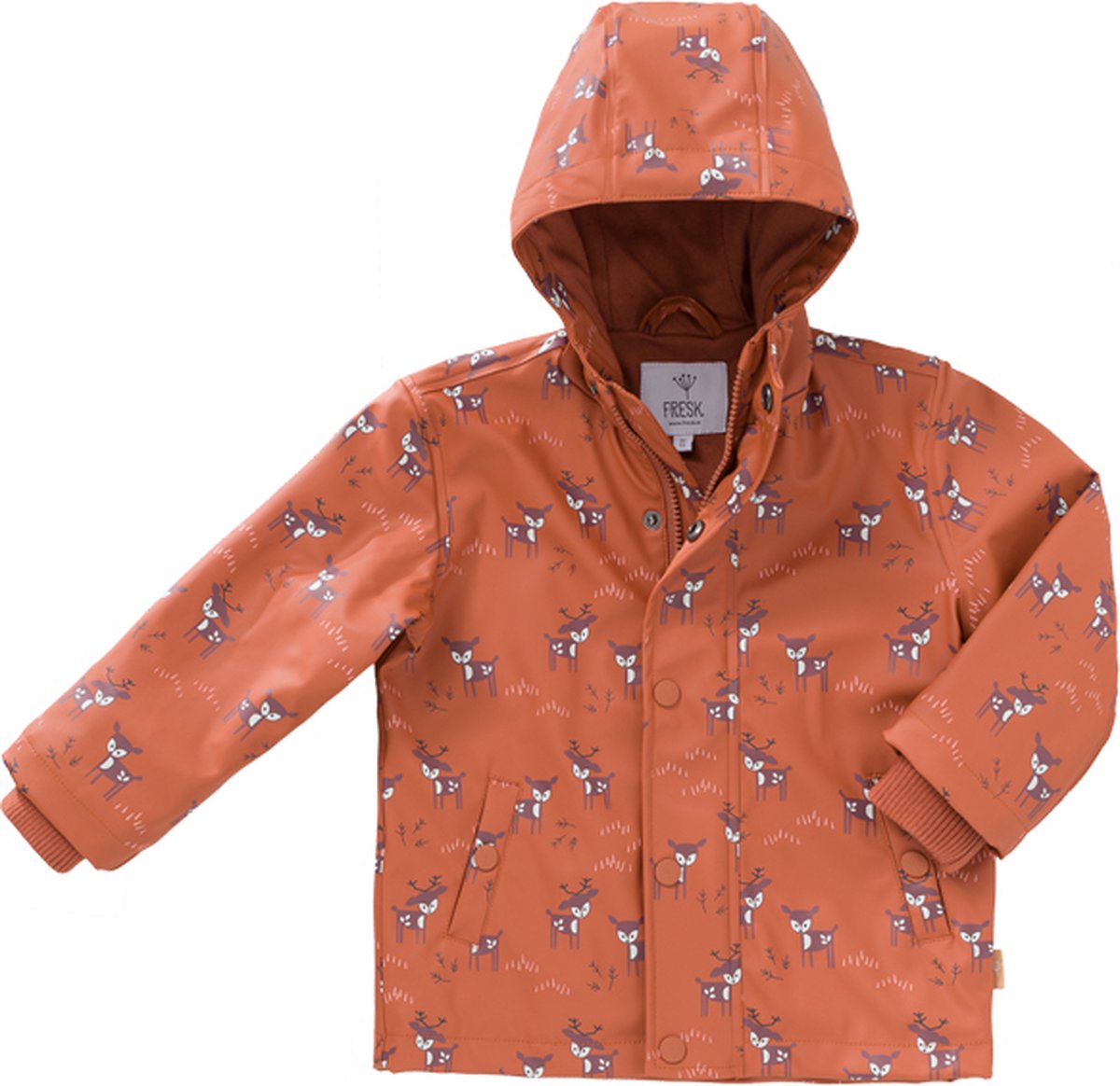 Fresk Regenjas voor Kinderen 8 jaar Ritssluiting Reflectoren Kinderjas met Capuchon Waterdichte Jas Ademend Bionic Finish Deer Amber