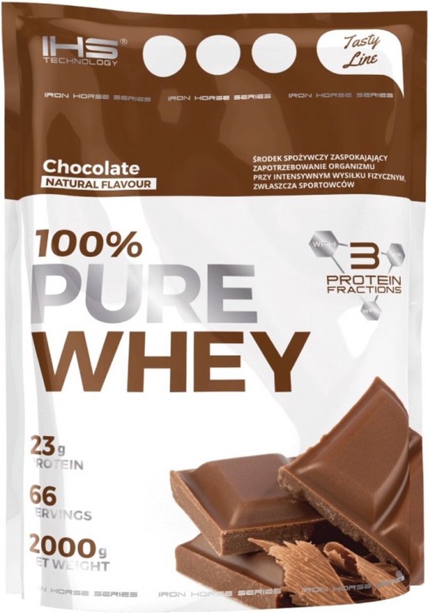 IHS 100% Pure Whey Protein - Blend: isolaat, hydrolysaat, concentraat - Eiwitshake - Eiwitpoeder - 2000g - Chocolade