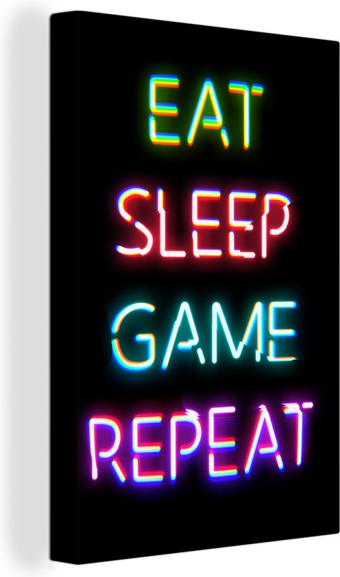 Canvas - Gaming poster - Gamen - Led - Neon - Verlichting - Game - Canvas schilderij - Kamer decoratie - 80x120 cm - Gaming room - Game Kamer