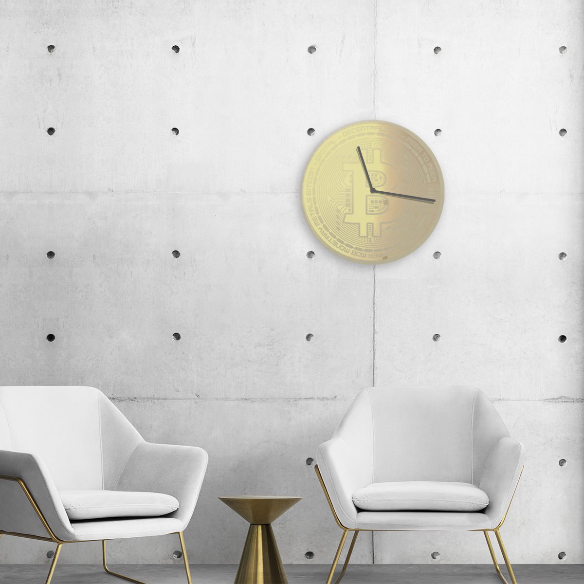 Bitcoin Klok - Crypto Deco - Goud - M 45 cm - Wandklok | bol