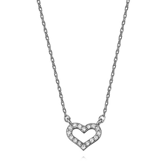 Joy|S - Zilveren puro amore hartje ketting - met hartje (11.5 mm) - zirkonia - gehodineerd