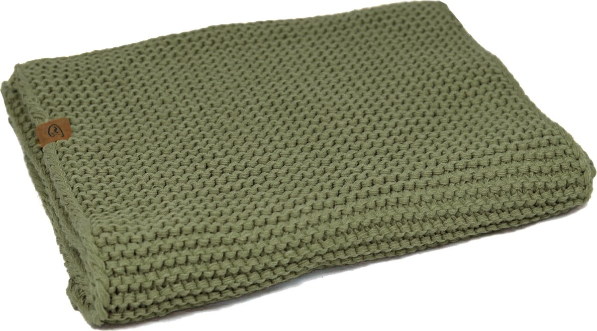 Grove gebreide sjaal - olijfgroen - groene gebreide sjaal - luxe knitwear - 180 x 60 cm - I'm Dutch