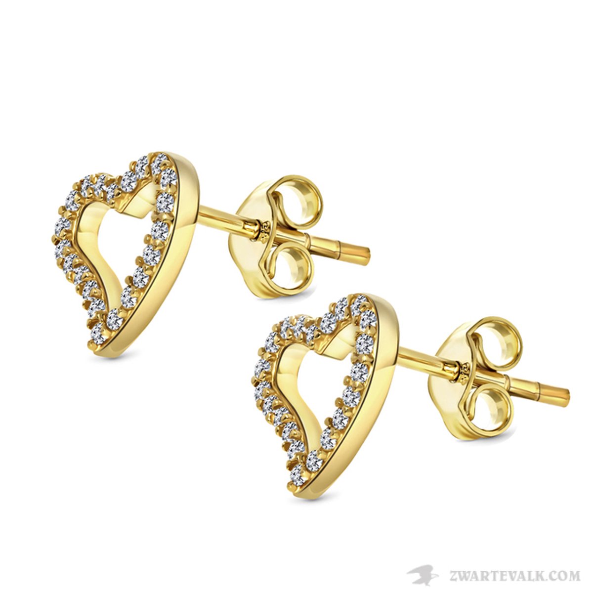 Juwelier Zwartevalk - 14 karaat gouden hartjes oorstekers 12.272