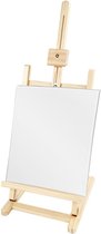 Houten schildersezel 76 cm tafelmodel met canvas schildersdoek 30 x 42 cm