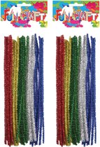 Chenille draad - 60x - glitter 5 kleurenmix - Buigbaar draad - 30 cm