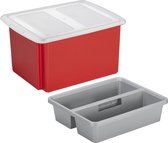 Sunware Opslagbox met deksel en organiser - 32 liter - rood