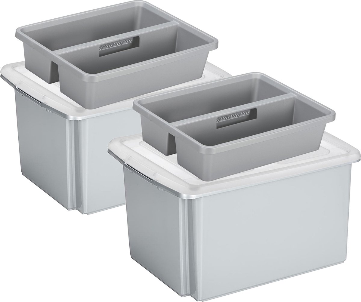 Sunware Opslagboxen met deksel en organiser - 2x stuks - 32 liter